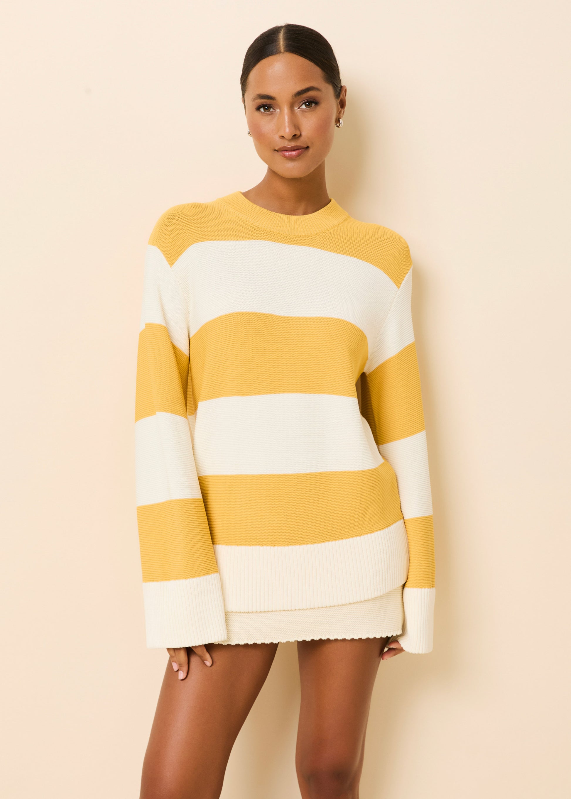 Tate Sweater Lemon / Brule - Solid & Striped