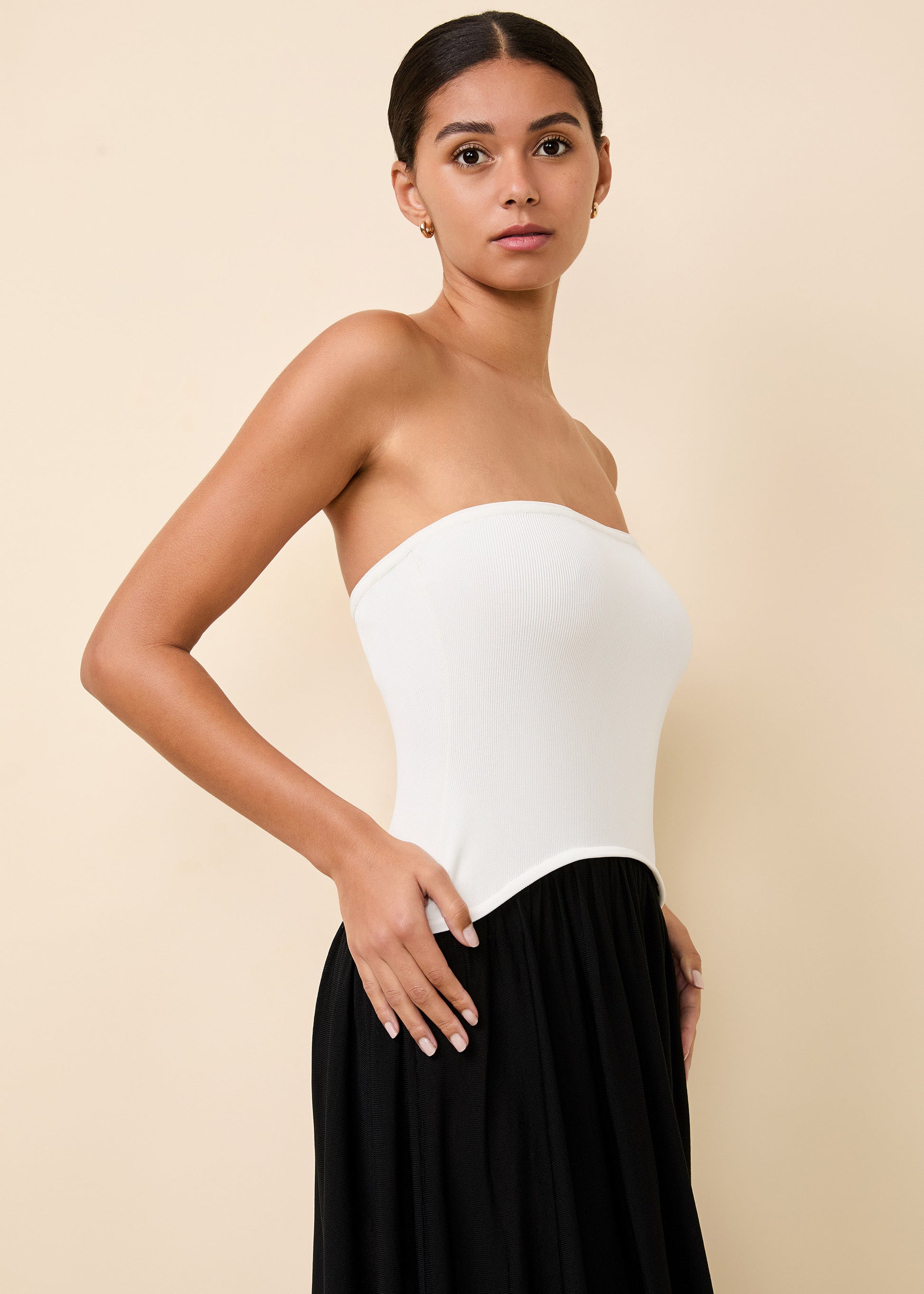 Strapless Soglio Dress Noir / Optic White