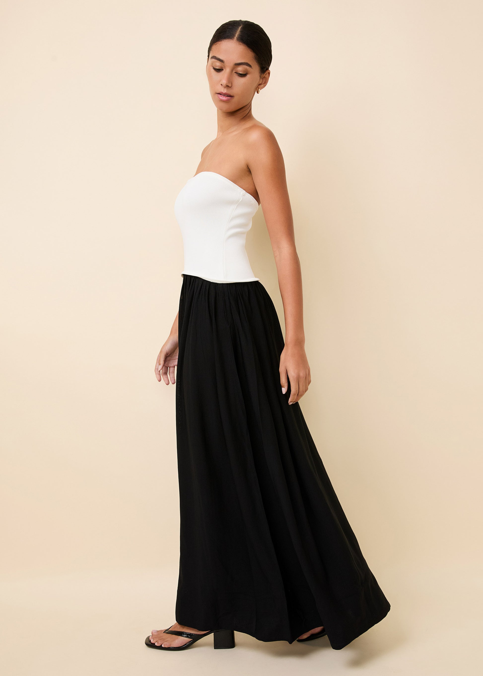 Strapless Soglio Dress Noir / Optic White