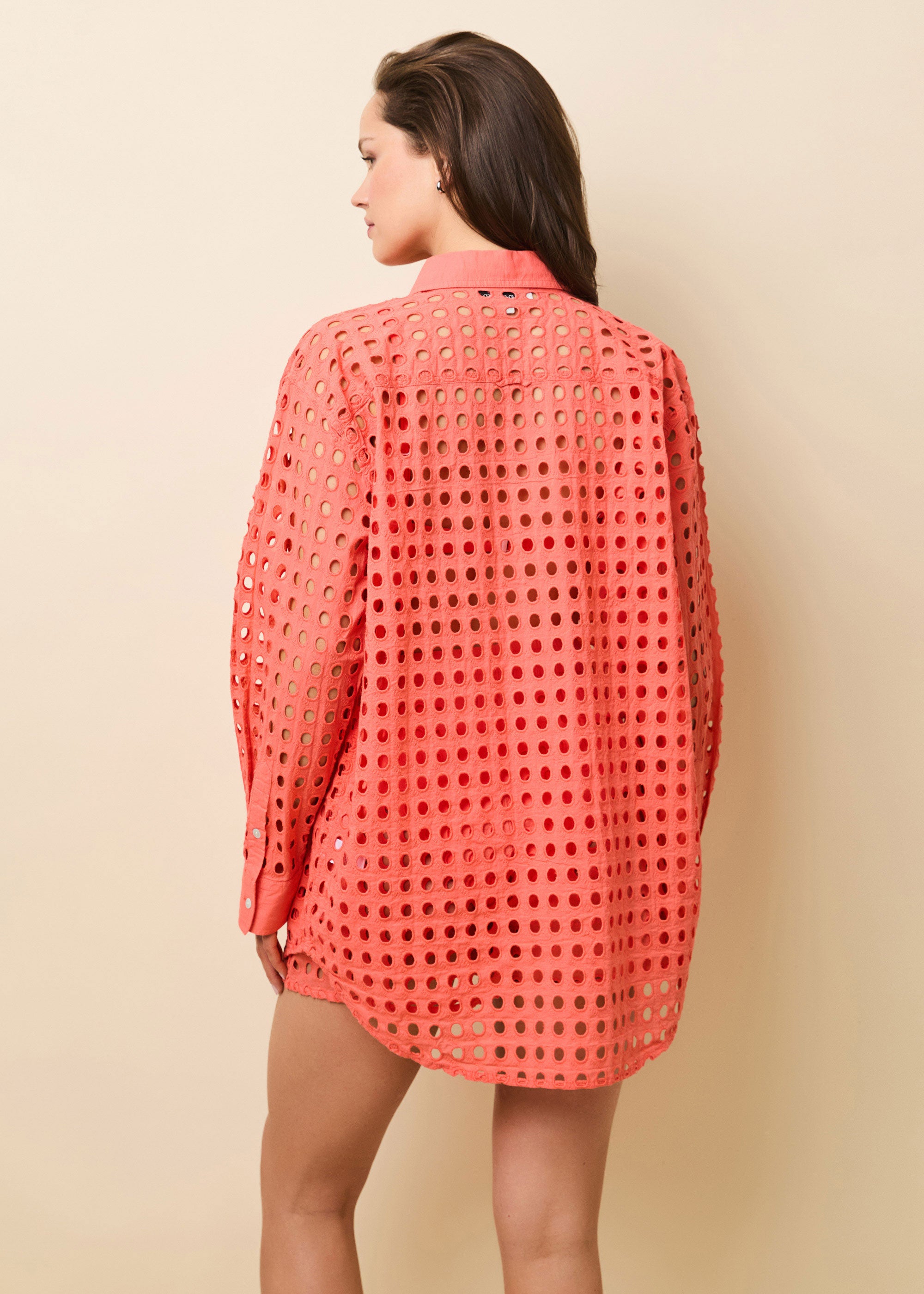 Oxford Tunic Classic Eyelet in Coral | Solid & Striped