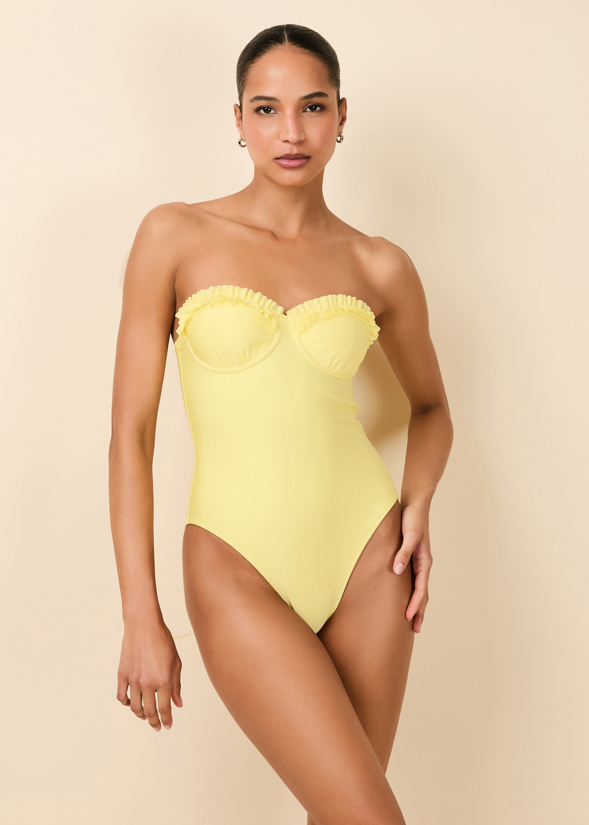 Carmen One Piece Custard - Solid & Striped