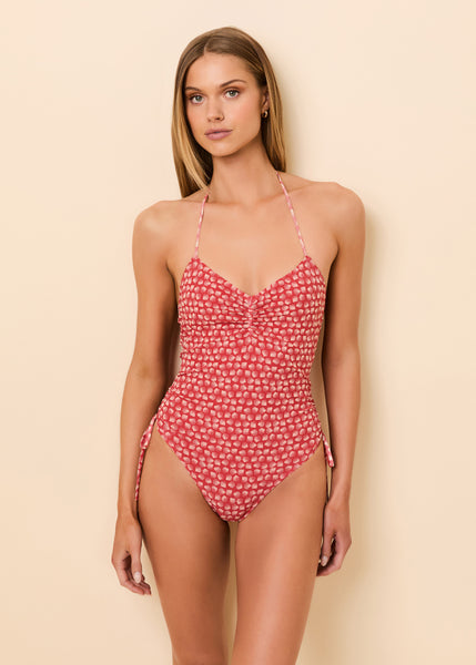 Adina One Piece Mesh Rooftop Red Shell Print | Solid & Striped