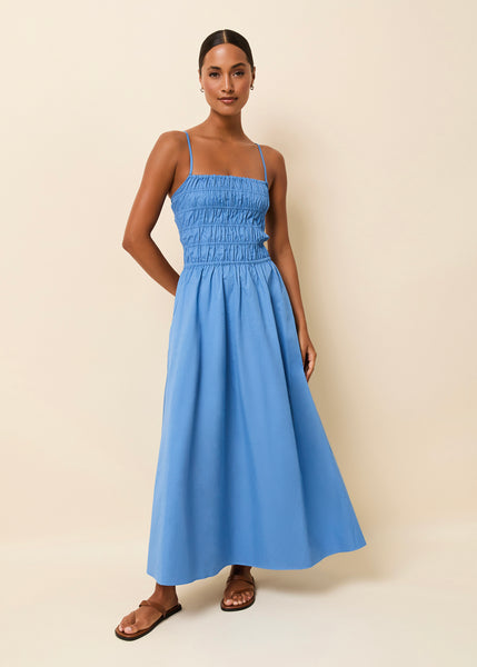 Solid & Striped Delta Midi Dress Poplin Marina Blue M / Marina Blue