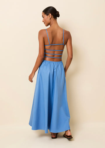 Delta Midi Dress Poplin Marina Blue