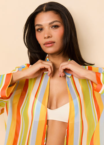 Jaclyn Tunic Crinkle Sheer St. Barths Stripe