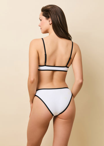 Rachel Ribbed Bikini Bottom Optic White / Noir