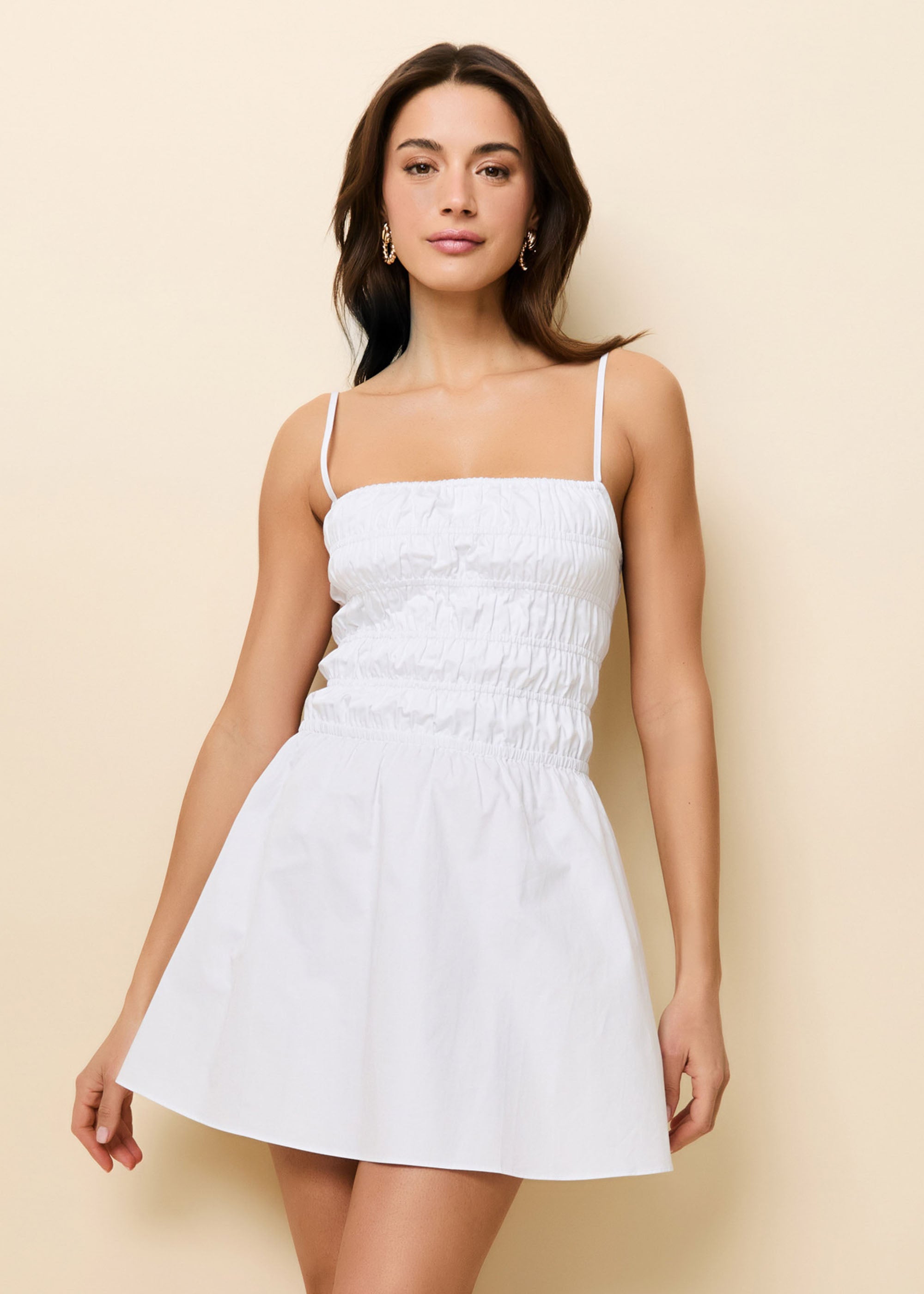 Delta mini dress optic white solid striped