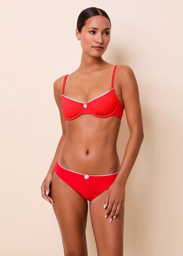 Daphne Luxe Ribbed Bikini Bottom Lipstick Red