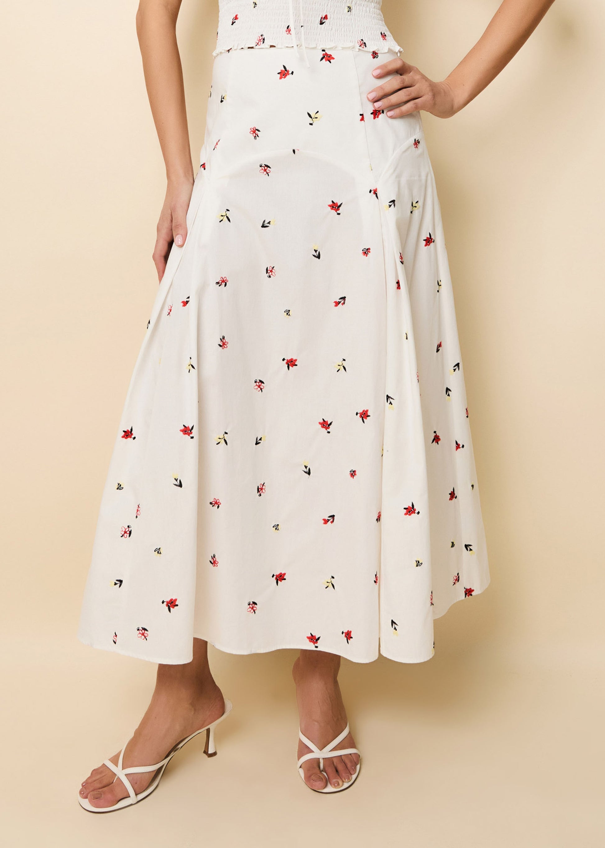 Gael Embroidered Skirt Optic White - Solid & Striped