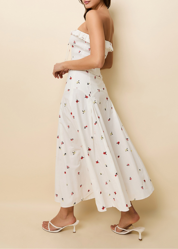 Gael Skirt Poplin Embroidered Floral Optic White
