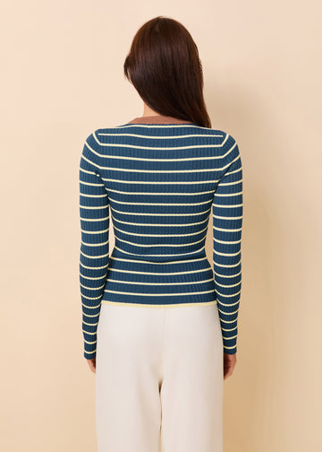 Dora Ribbed Knit Top Deep Canal / Danish Butter / Walnut Wood