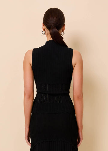 Amara Top Ribbed Pointelle Noir