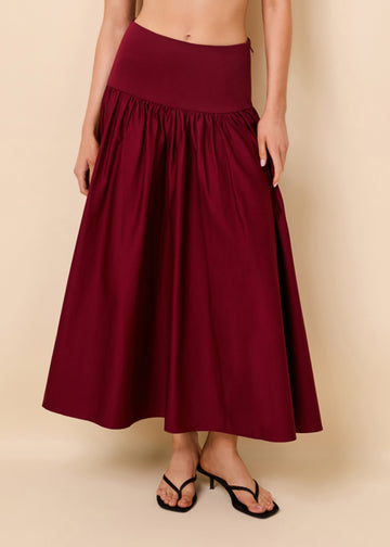 Magnolia Skirt Poplin Sangria