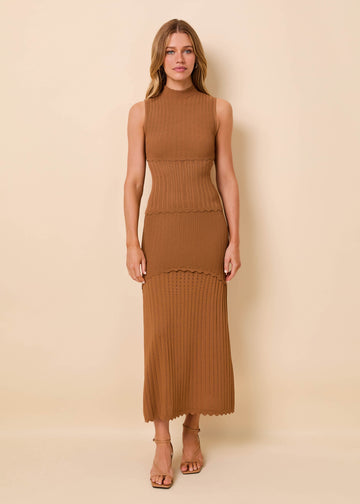 Amara Skirt Ribbed Pointelle Caramel