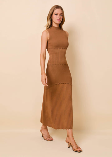 Amara Top Ribbed Pointelle Caramel