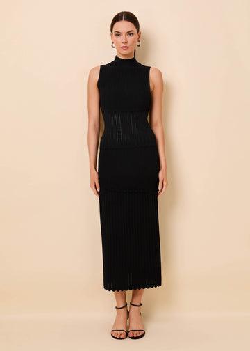 Amara Skirt Ribbed Pointelle Noir