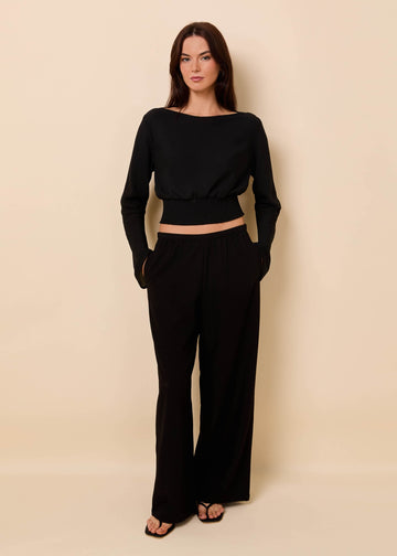 Abigail Pant Stretch Twill Drape Noir