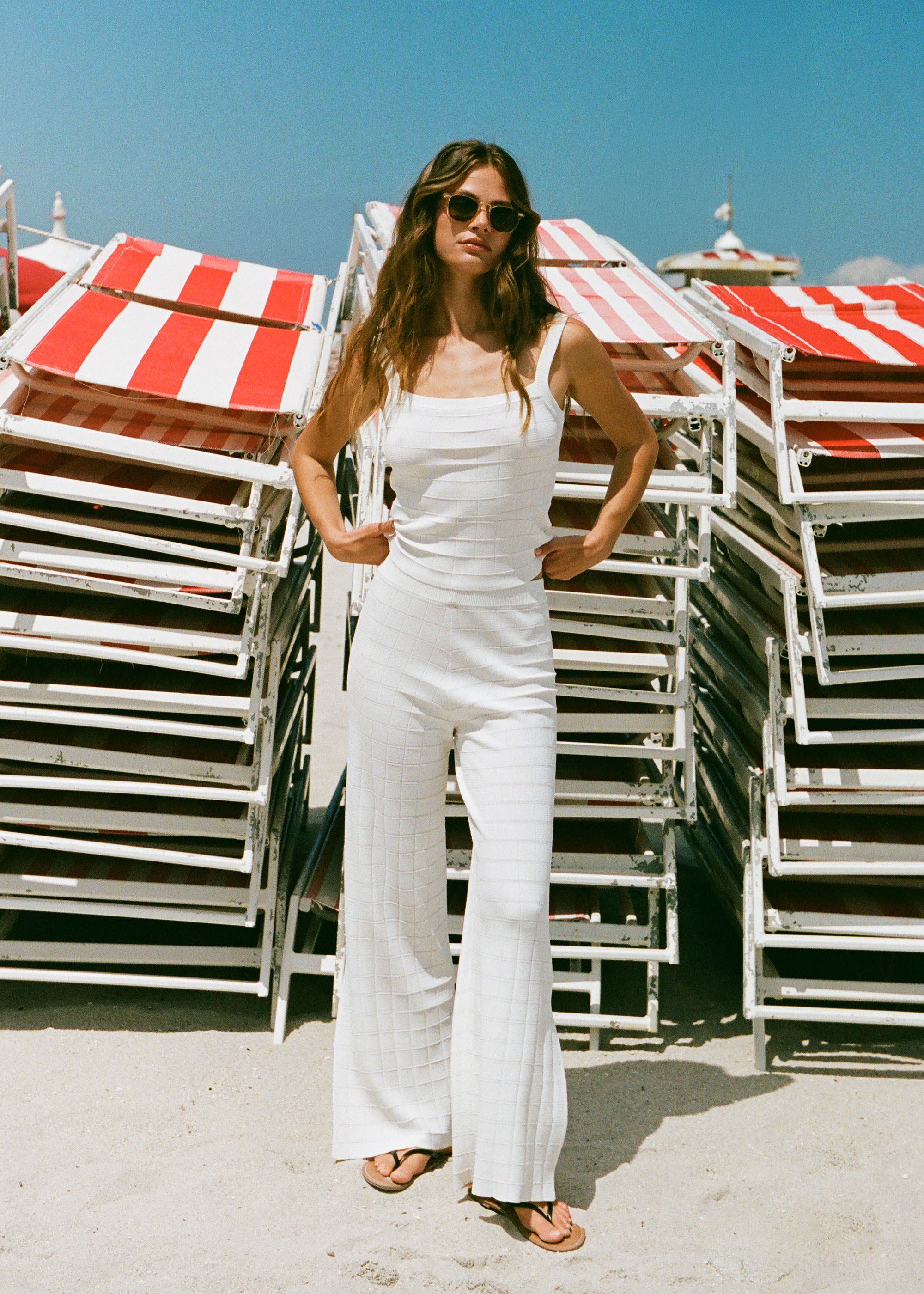 Logan Pant Grid Knit Optic White | Solid & Striped