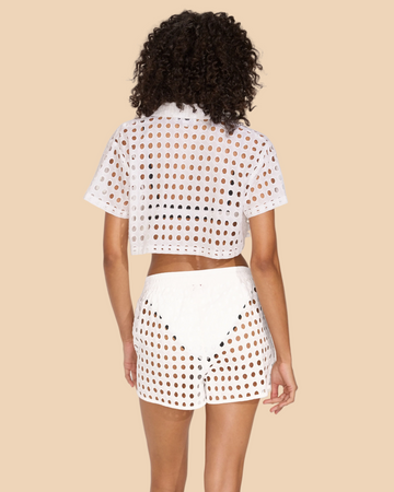 Cropped Cabana Shirt Classic Eyelet Optic White