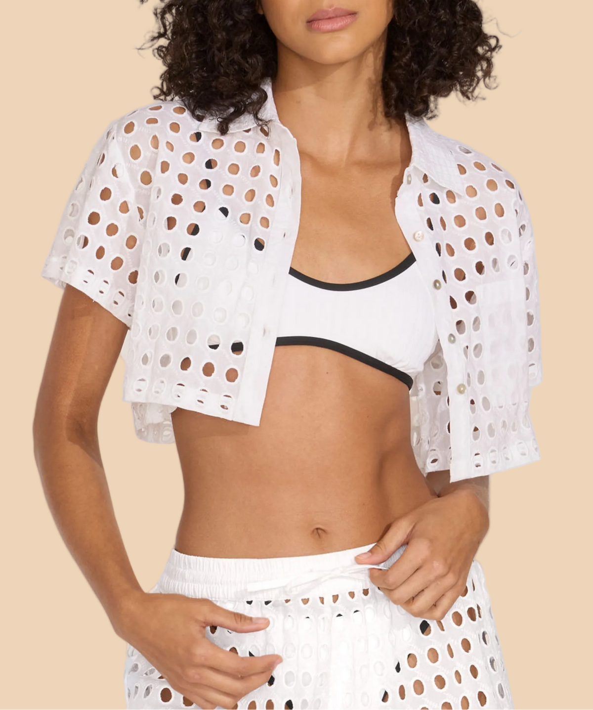 Cropped Cabana Shirt Classic Eyelet Optic White