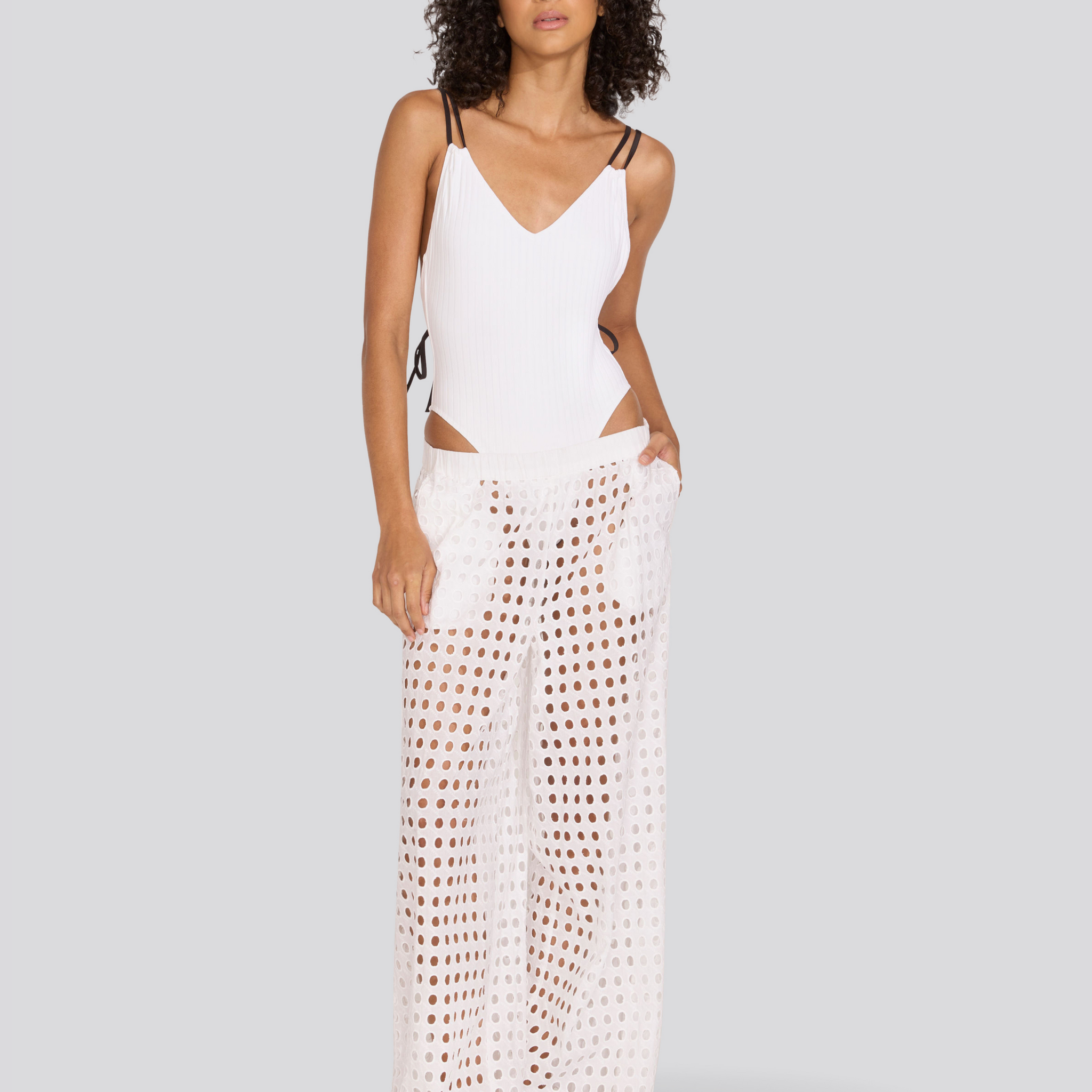 The Eyelet Delaney Pant - Solid & Striped