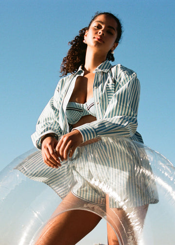 Avril Button Down Shirt French Blue / Brule Stripe - Solid & Striped