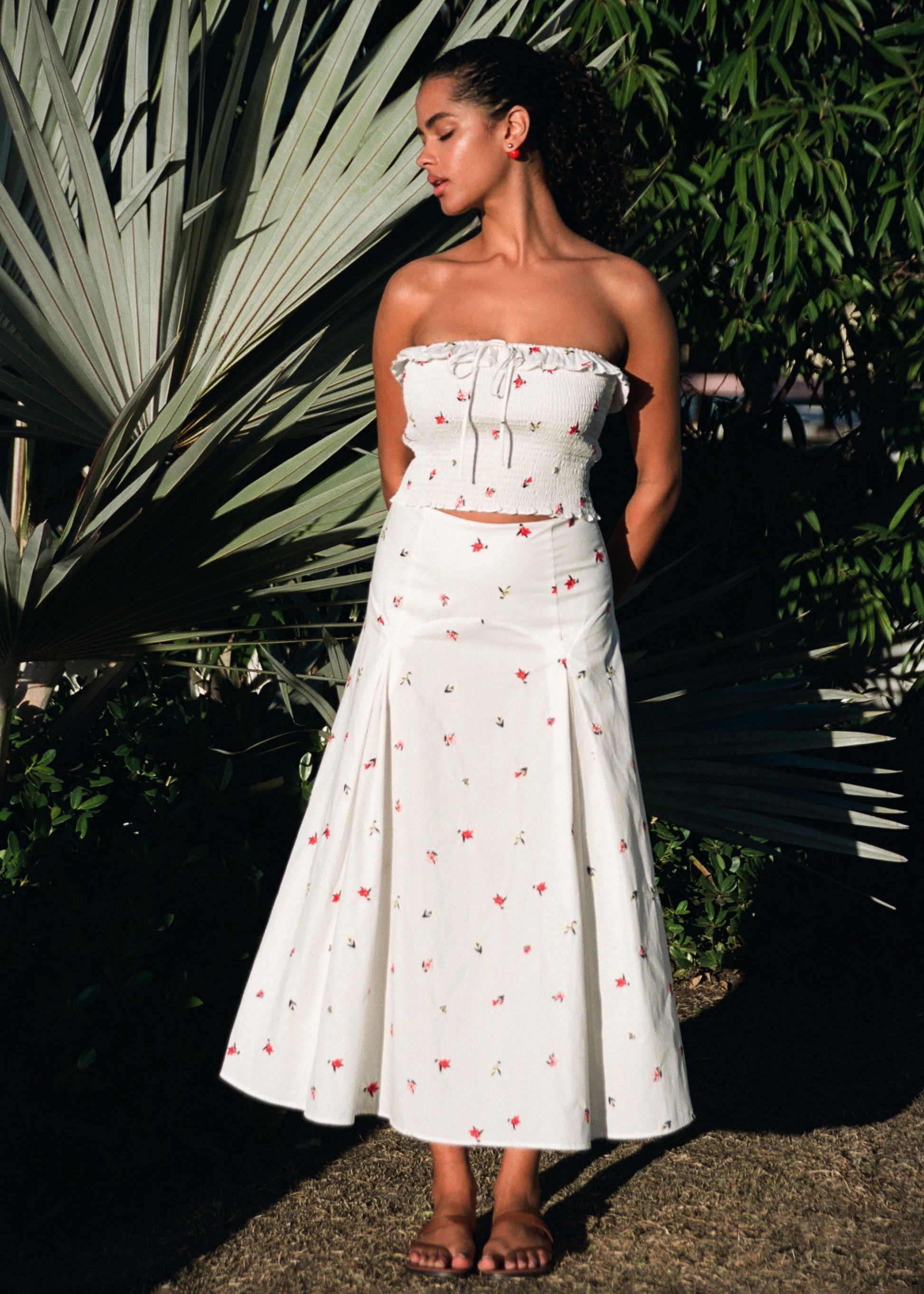 Gael Embroidered Skirt Optic White - Solid & Striped