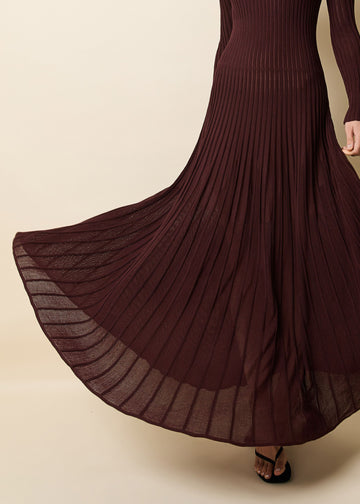 Sloane Dress Mesh Pointelle Raisin Brown