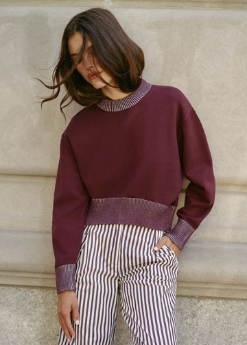 Kieran Sweater Raisin Brown - Solid and Striped
