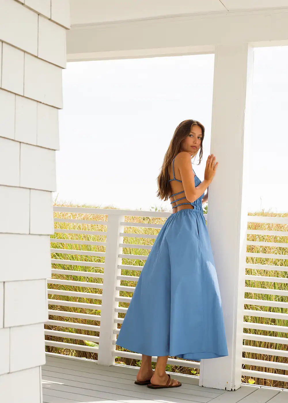 Delta Midi Dress Poplin Marina Blue Delta Midi Dress Poplin Marina Blue