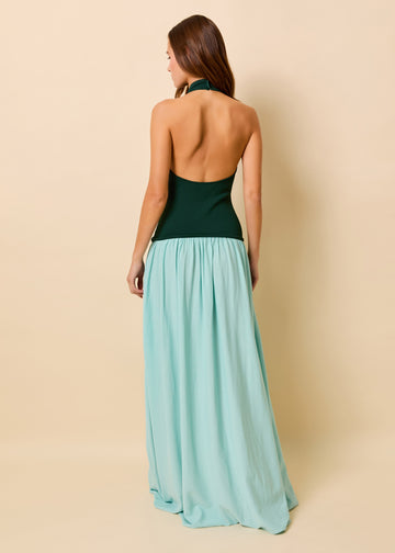 Halter Soglio Dress Evergreen / Sky