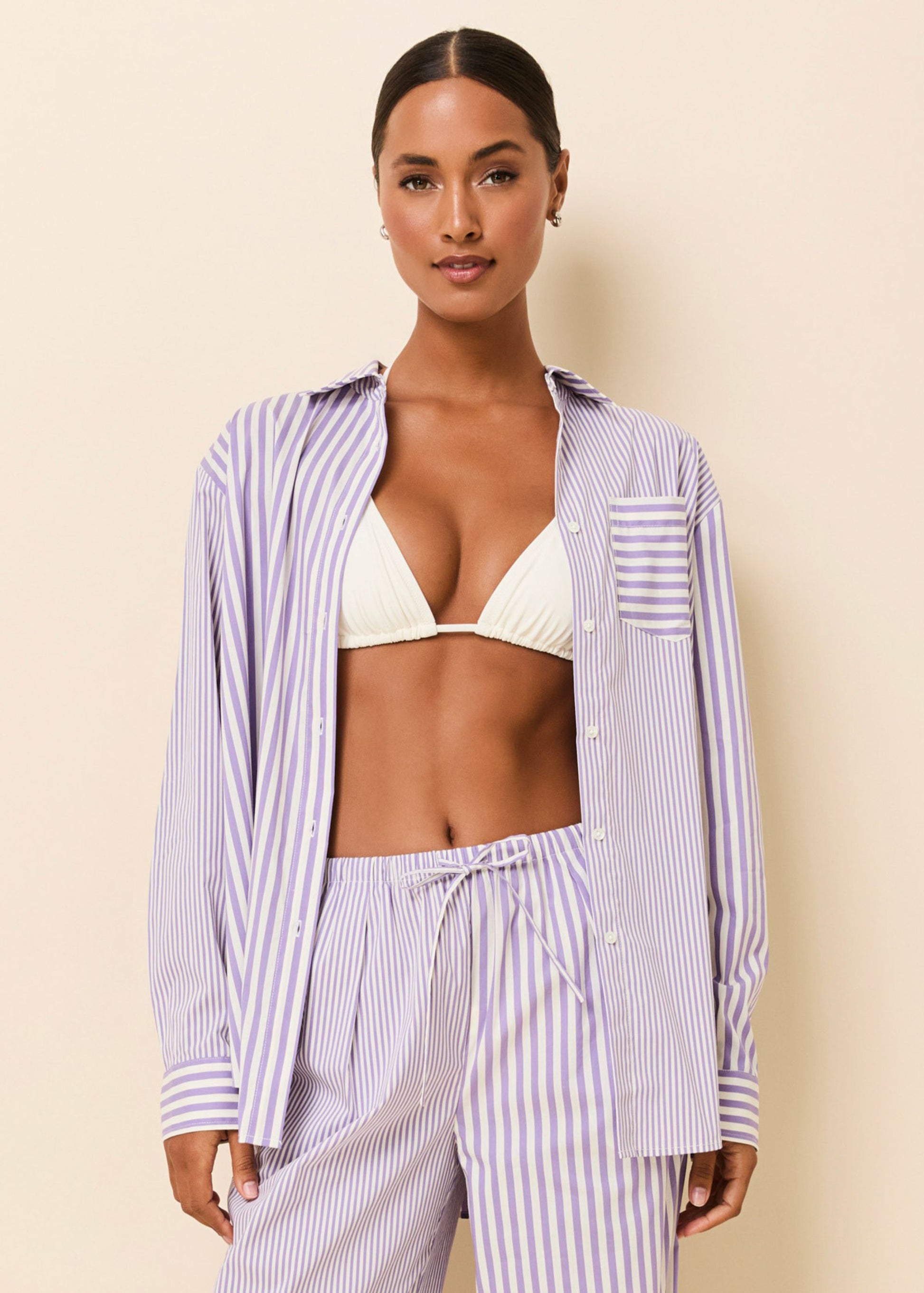 Avril Button Down Ultra Violet Stripe - Solid & Striped