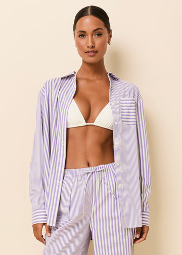 Avril Button Down Ultra Violet Stripe