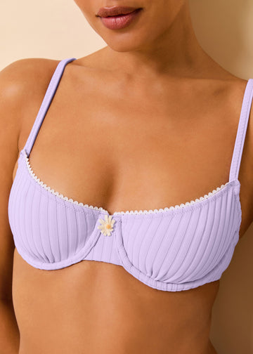 Daphne Ribbed Bikini Top Lavender