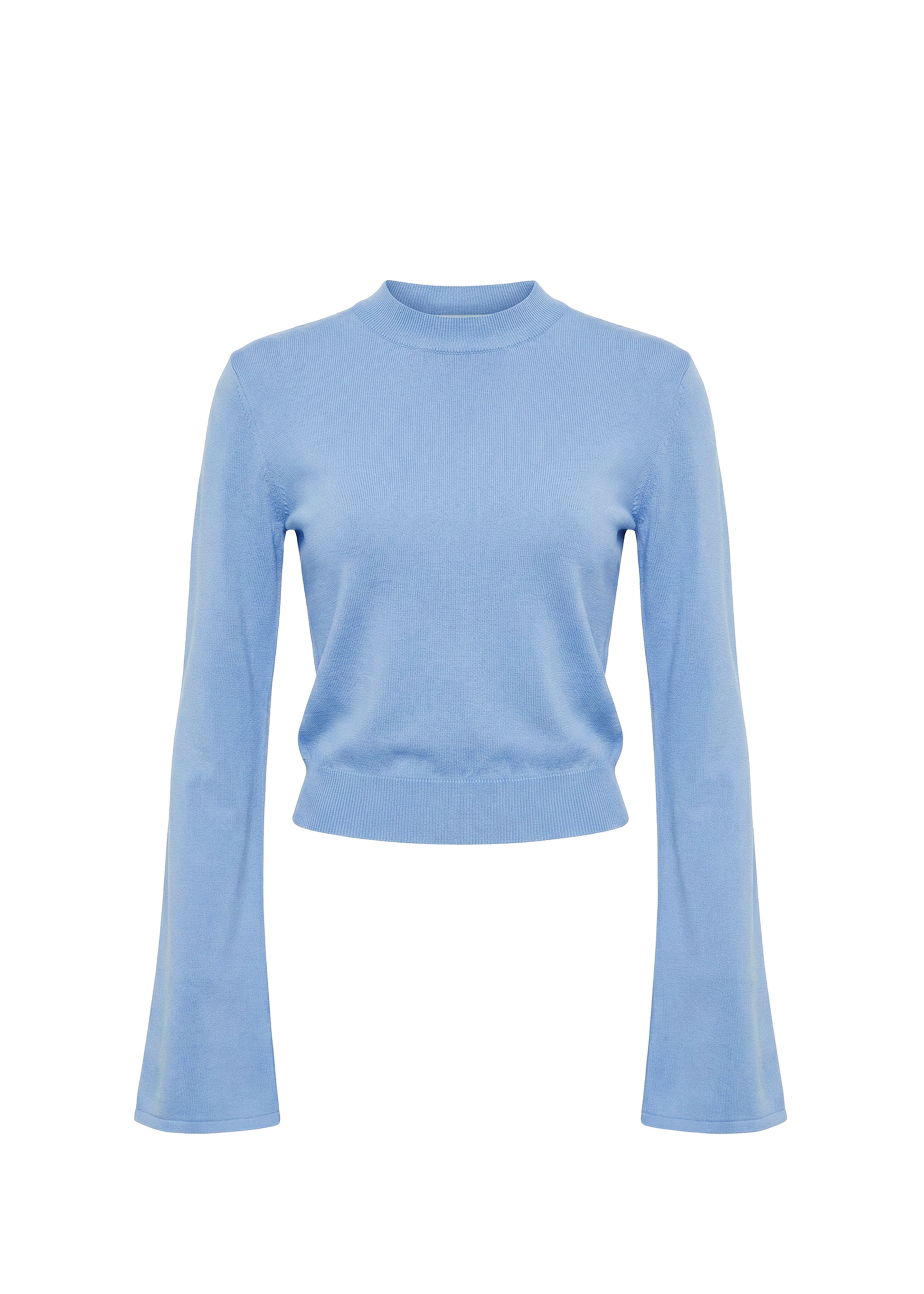 Light blue long-sleeve top on a white background
