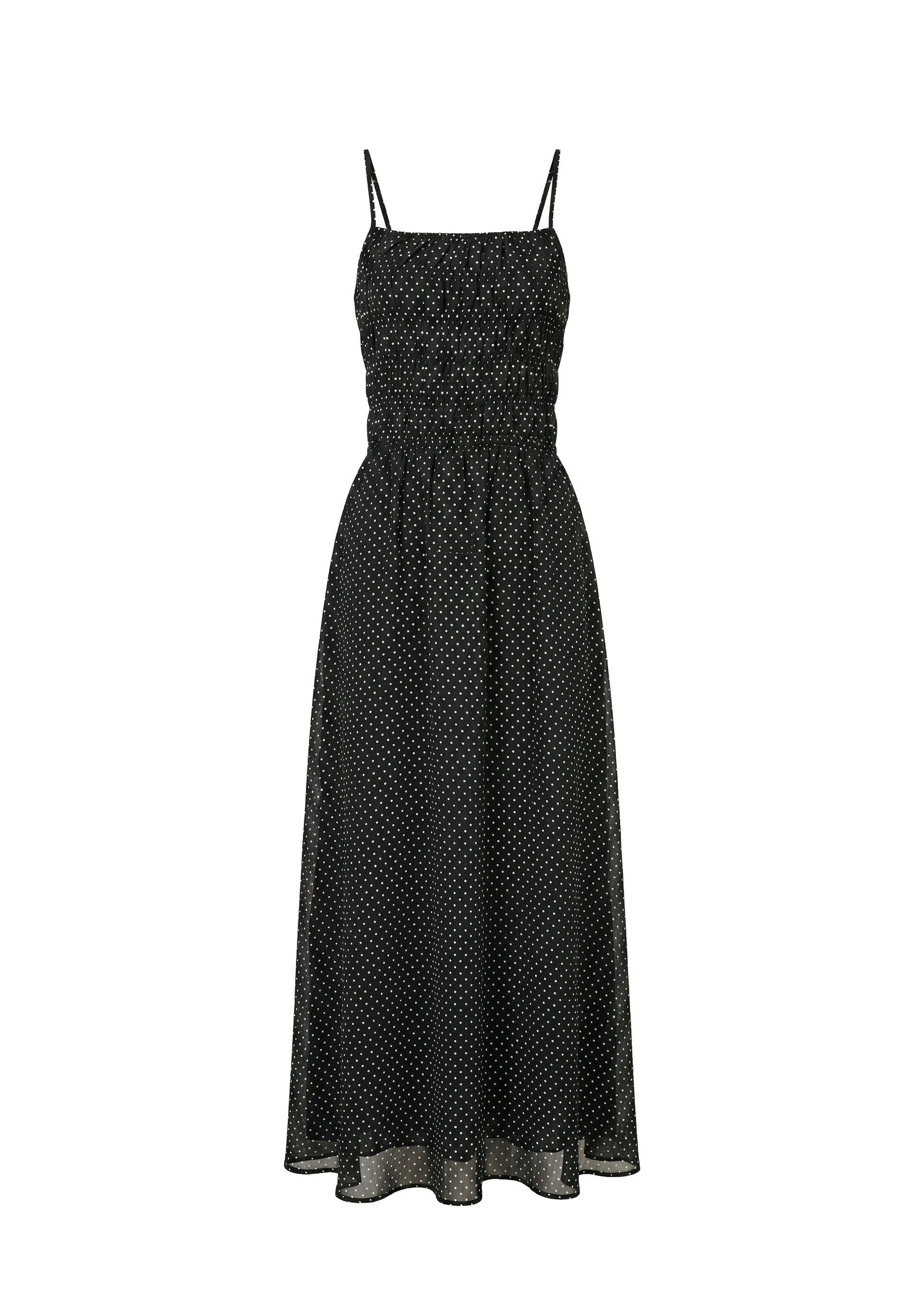 Black polka dot dress on a white background