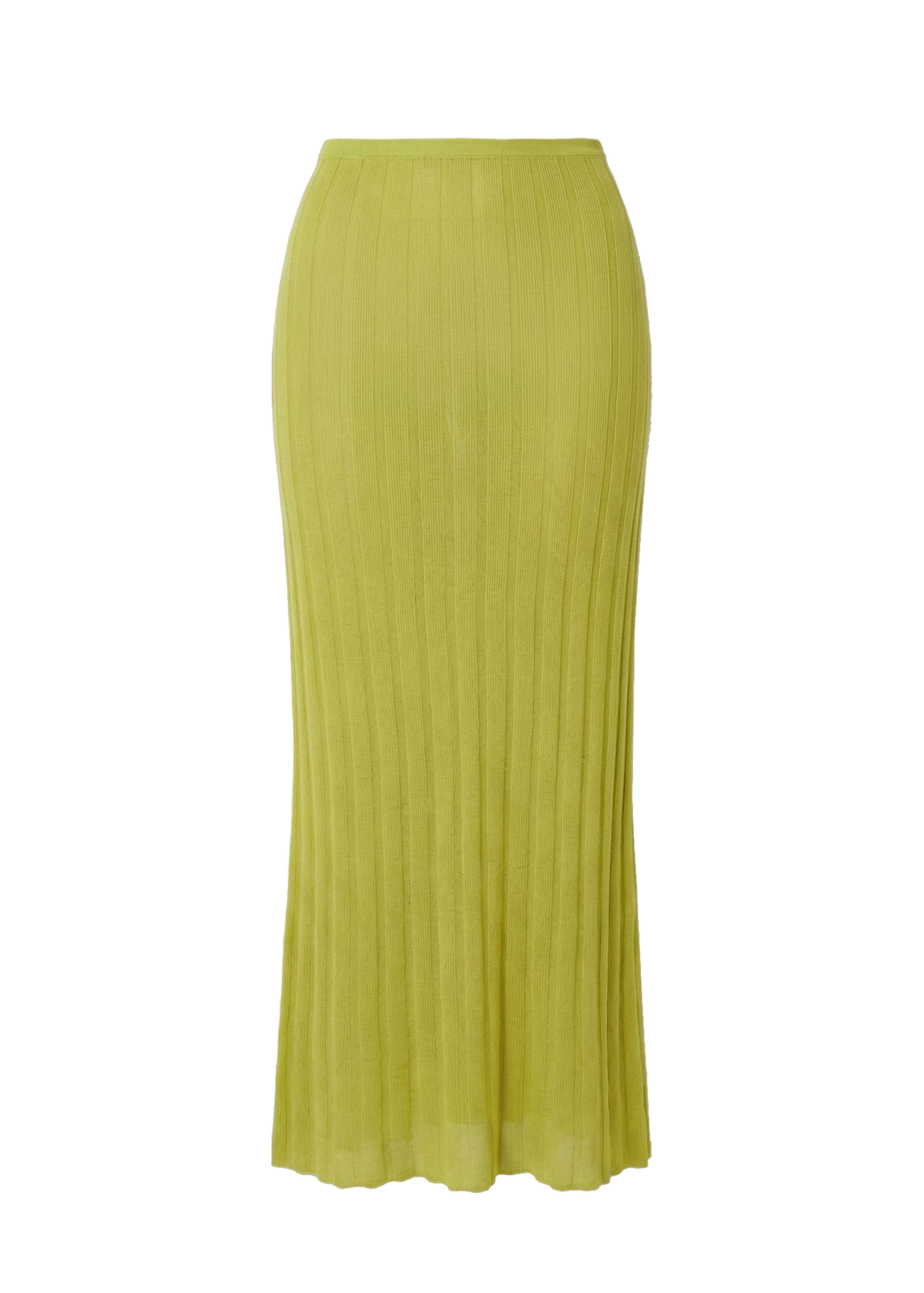 Green ribbed skirt on a white background
