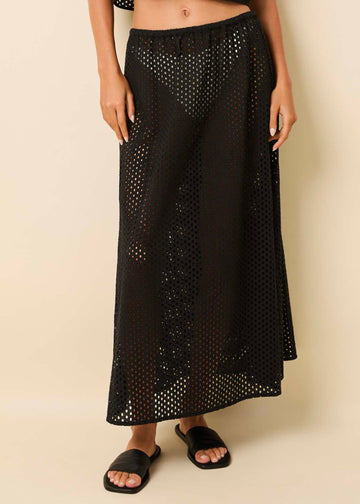 Sydney Maxi Skirt Baby Eyelet Noir