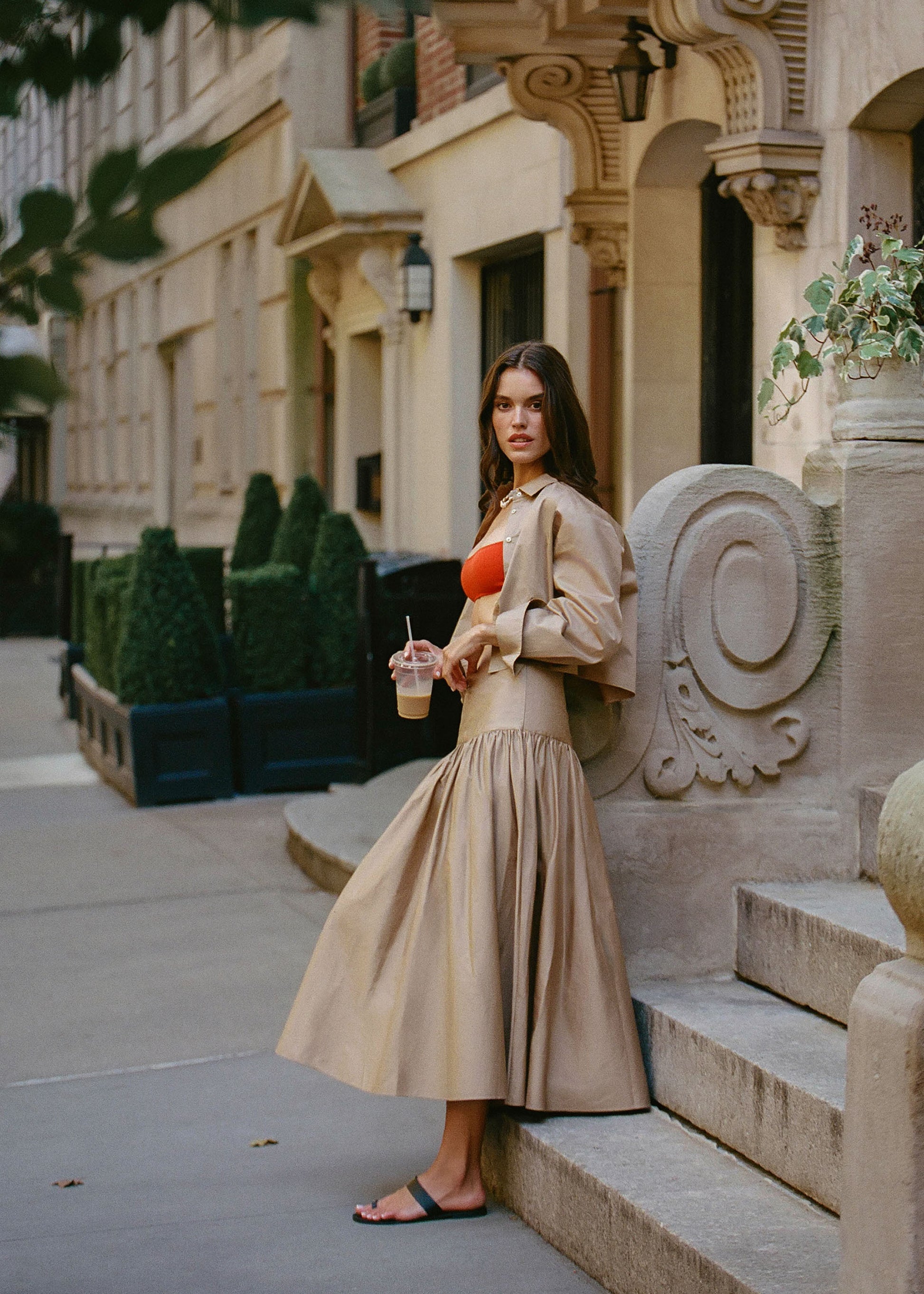 Magnolia Skirt Camel - Solid & Striped