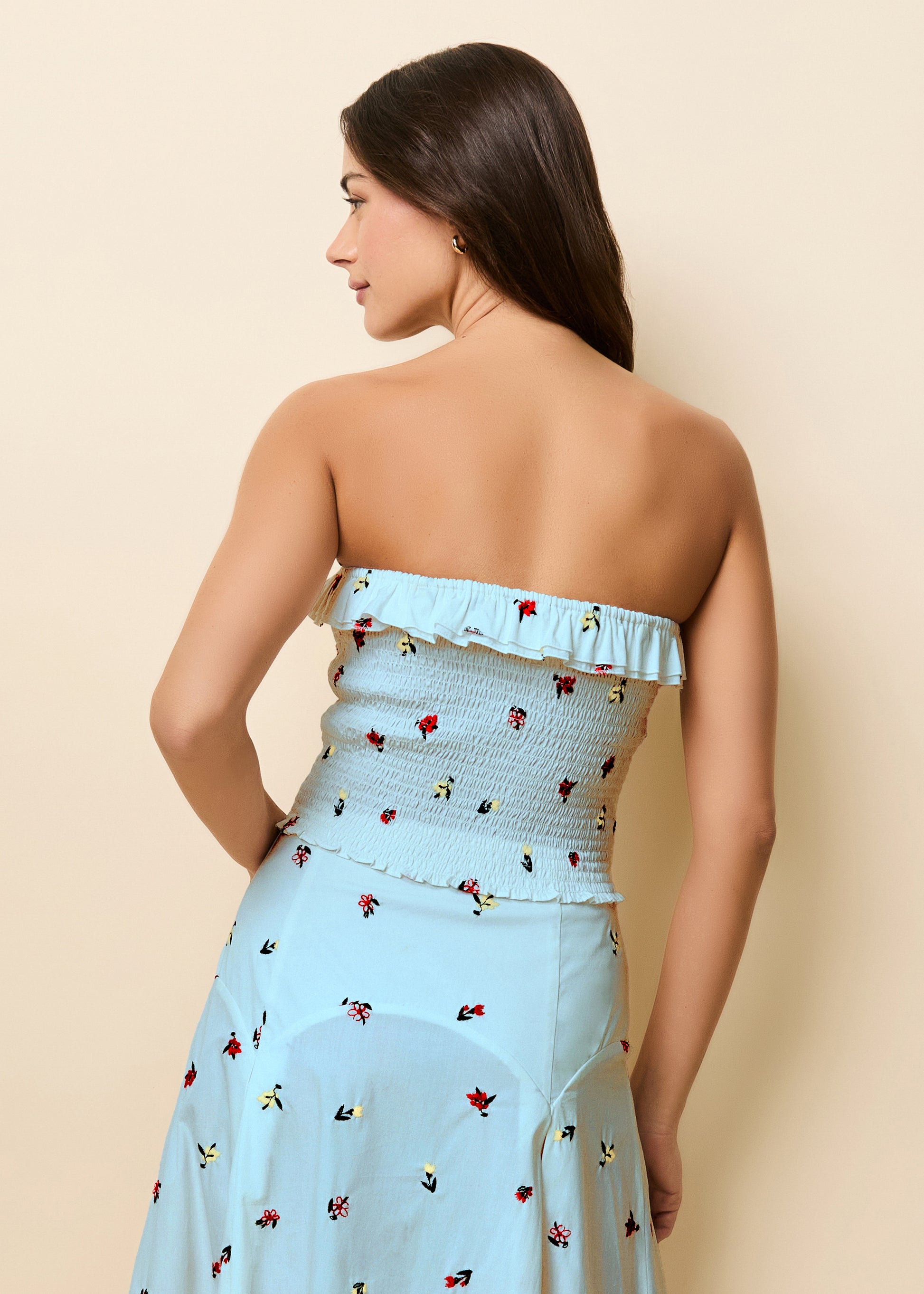 Nikki Top Embroidered Sky Ditsy Floral - Solid & Striped