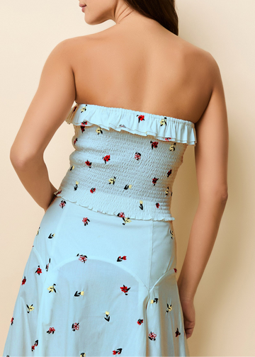 Nikki Top Embroidered Sky Ditsy Floral