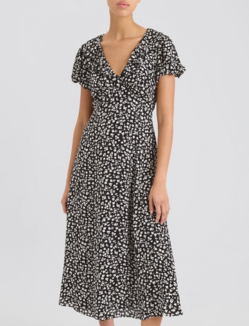 Calais Dress Ditsy Floral Noir