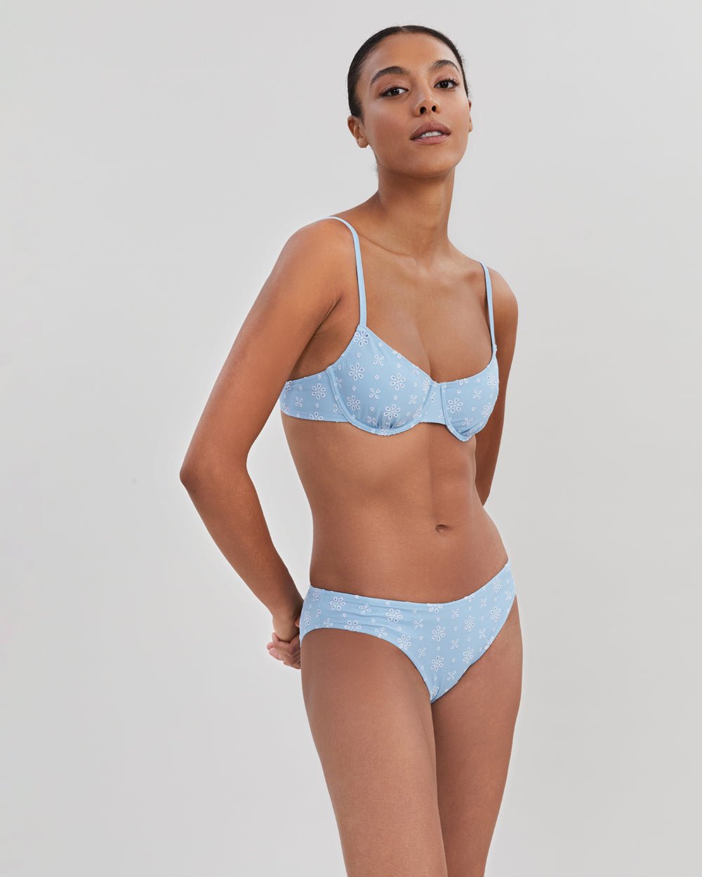 The Daphne Eyelet Bikini Bottom - Solid & Striped