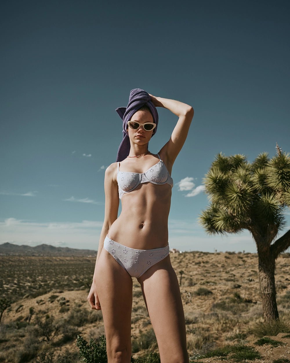 The Daphne Eyelet Bikini Top - Solid & Striped