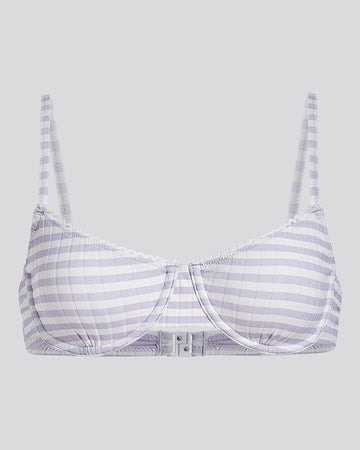 Daphne Ribbed Bikini Top Lilac Stripe