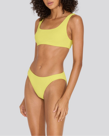 Elle Ribbed Bikini Bottom Chartreuse