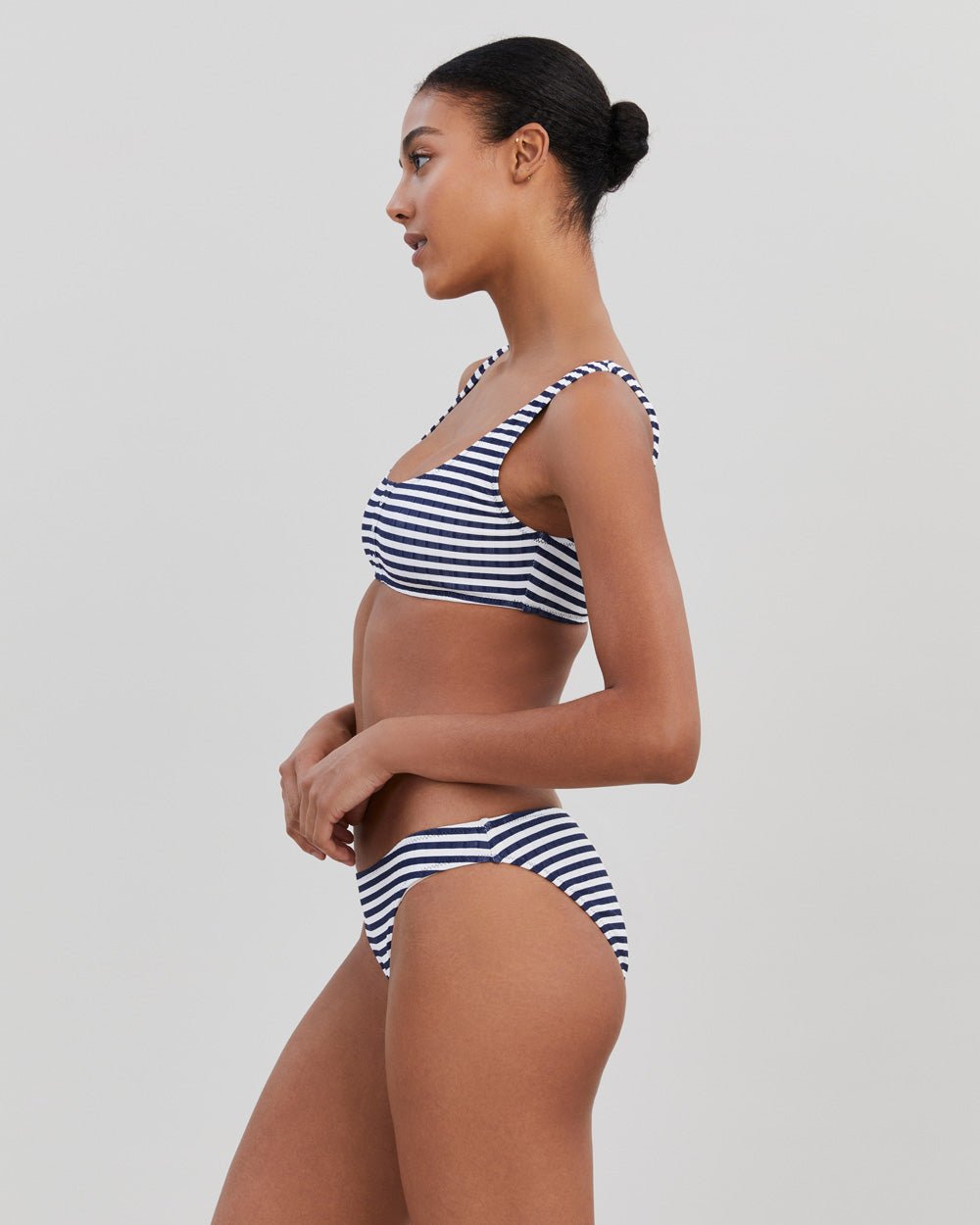 The Elle Ribbed Button Bikini Top - Solid & Striped