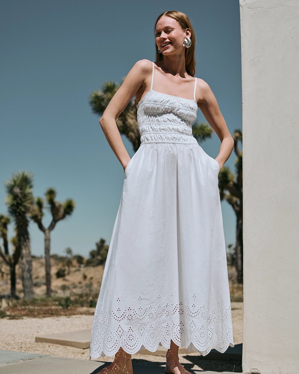 Solid white dress shop