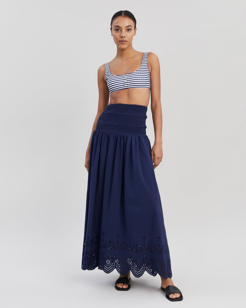 The Eyelet Zaria Skirt - Solid & Striped