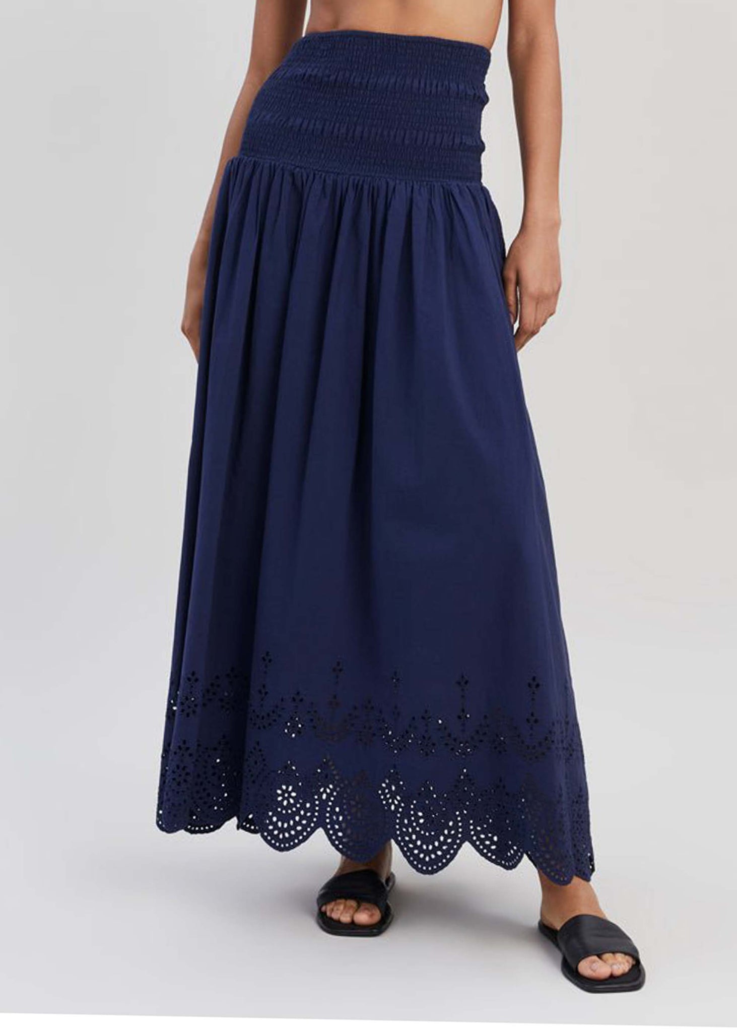 Eyelet Zaria Skirt French Navy